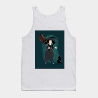 Cottage core witch with broom and Labrador puppy Tank Top